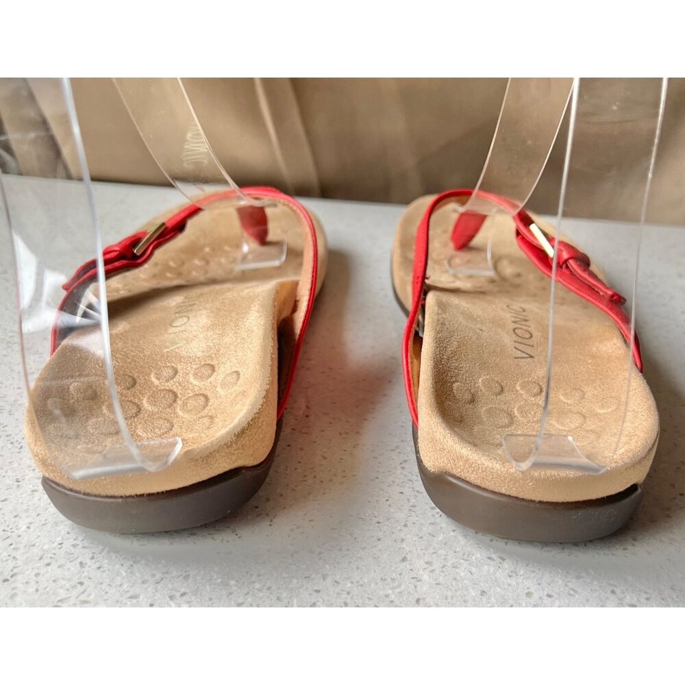 Vionic Womens Thongs Flip Flops Size 6 Red LeatherArch Support Buckle Strap - Picture 10 of 10